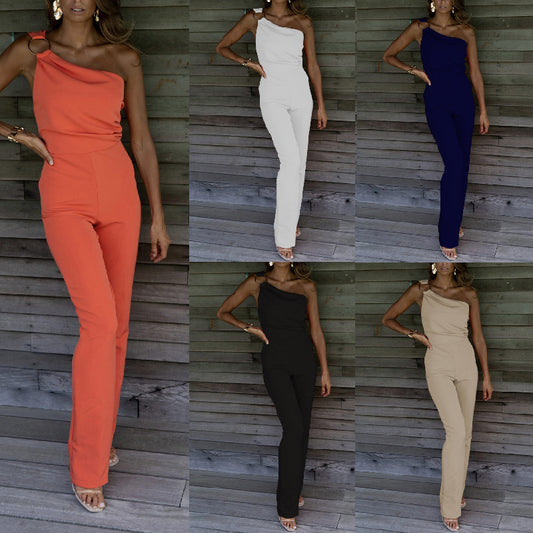 Style Sexy Women's Wear Solid Color Nightclub Jumpsuit Casual Pants - Amazhona 