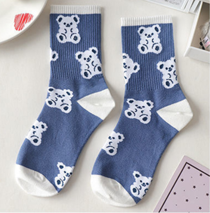 Cute Bear Korean Style Medium Tube Socks - Amazhona 