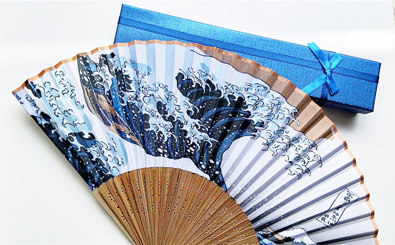 Sea Wave Small Folding Fan Series Silk - Amazhona 