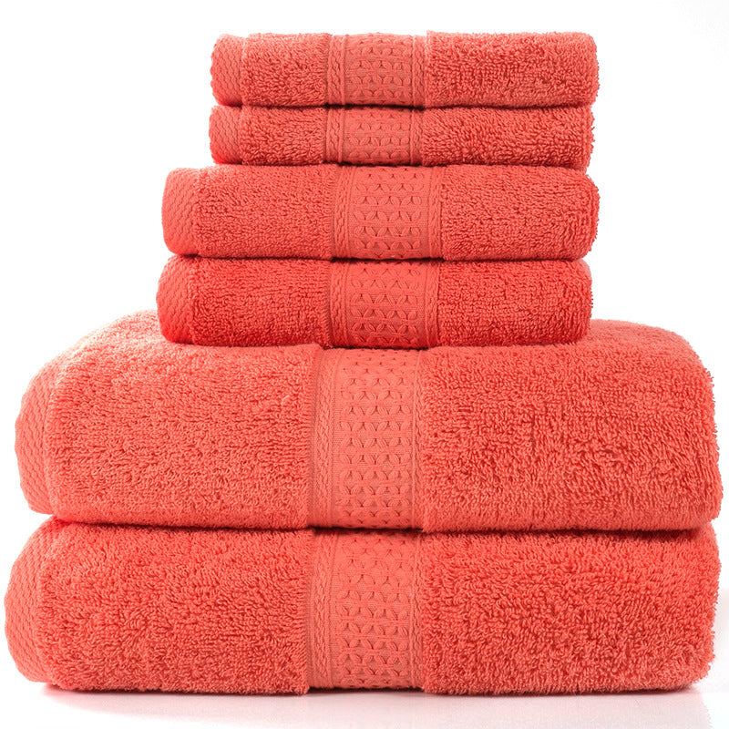 Home Simple Cotton Absorbent Towel Bath Towel 6-Piece Set - Amazhona 