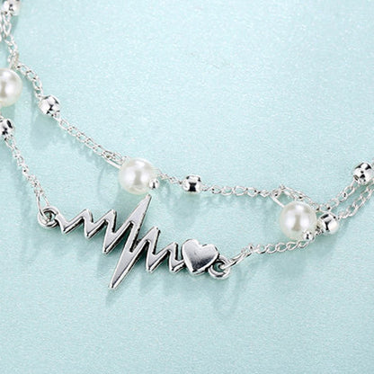 New Anklet Double-layer Pearl Anklet ECG - Amazhona 