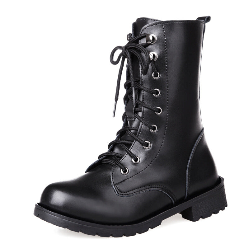 Thick Bottom Square Root British Wind Boots - Amazhona 