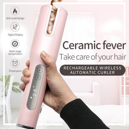 Wireless Automatic Curler USB  LCD Screen Ceramic Heating Anti-perm Curler - Amazhona 