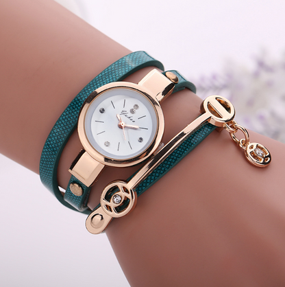 Long-chain thin strap watch quartz watch Three-ring winding bracelet watch - Amazhona 