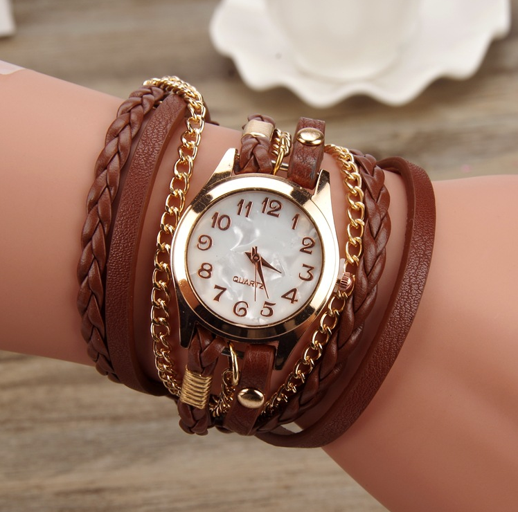 PU leather winding bracelet watch rope table - Amazhona 