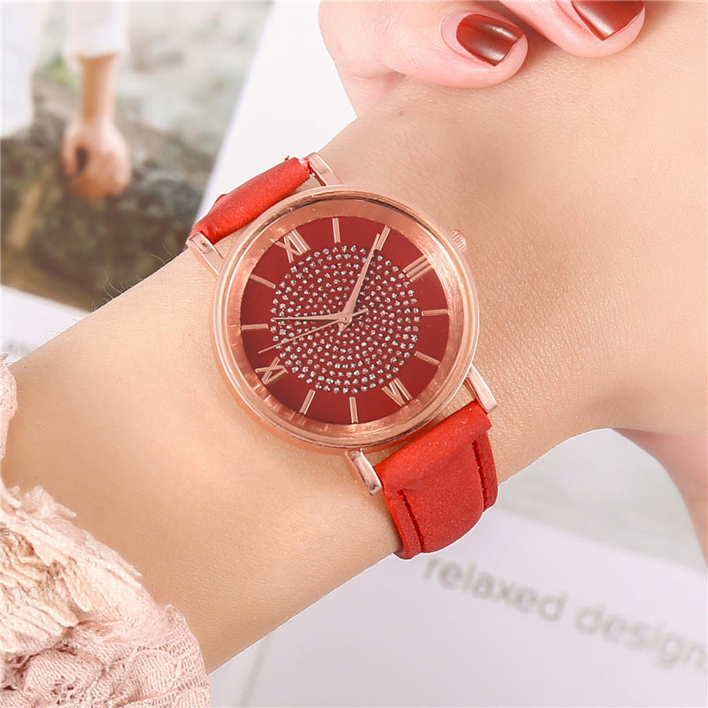 Ladies Fashion Sun Pattern Roman Scale Quartz Watch Watch - Amazhona 