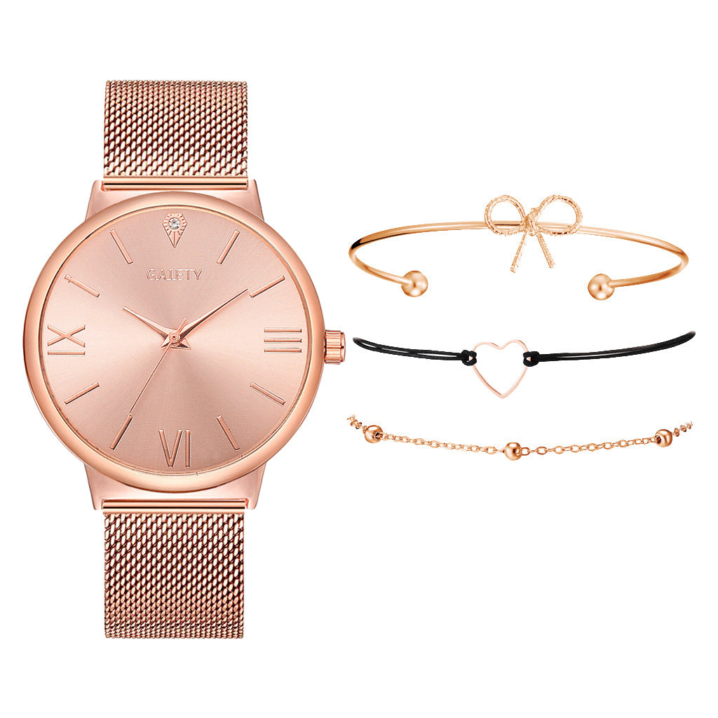 GAIETY Fashion Brand 4pcs/Set Dress Women Rose Gold Watches Luxury Ladies Wrist Watch Female Quartz Clock Bracelet reloj mujer - Amazhona 