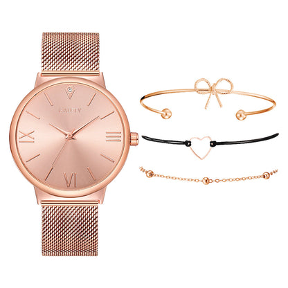 GAIETY Fashion Brand 4pcs/Set Dress Women Rose Gold Watches Luxury Ladies Wrist Watch Female Quartz Clock Bracelet reloj mujer - Amazhona 