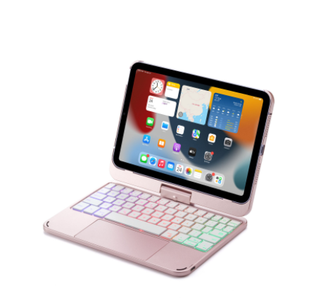 Compatible with Apple, Rotatable Bluetooth Ipad Touch Keyboard With Backlight - Amazhona 