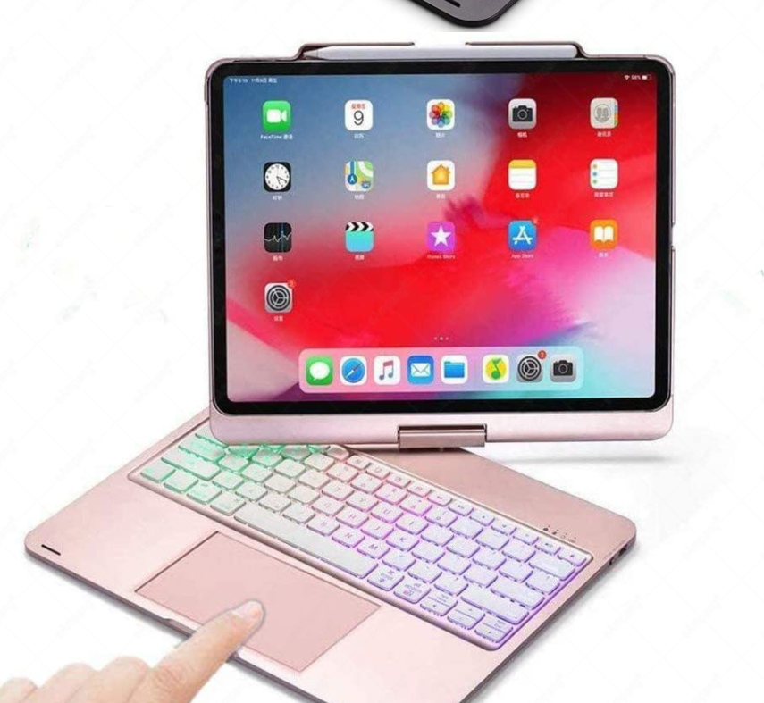 Compatible with Apple, Rotatable Bluetooth Ipad Touch Keyboard With Backlight - Amazhona 