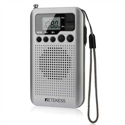 RETEKESS TR106 silver portable radio [FM/AM] sleep timer - Amazhona 