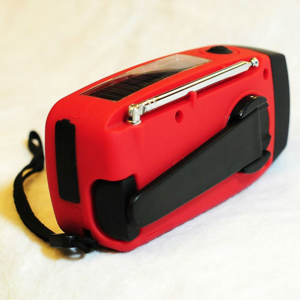 Solar hand crank USB charging radio flashlight - Amazhona 