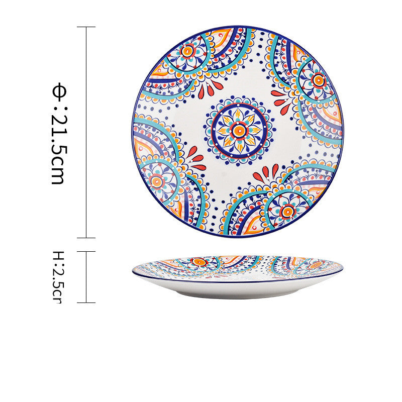 Underglaze Ceramic Tableware Bohemian Household Dishes - Amazhona 