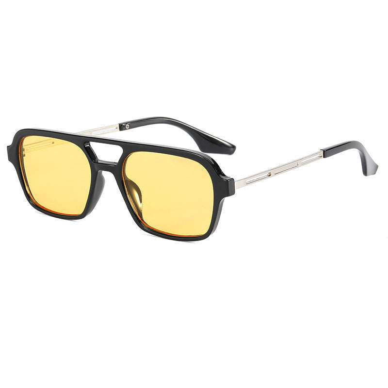 Sunglasses Star With The Same Retro Black Frame Double Beam Plain Glasses - Amazhona 