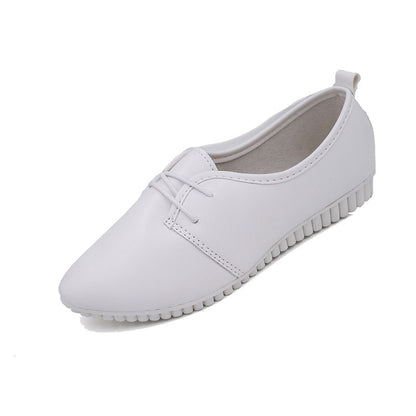 Spring and autumn new small white shoes female with pointed peas shoes comfortable massage shallow mouth nurse work shoes - Amazhona 