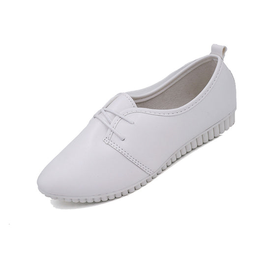 Spring and autumn new small white shoes female with pointed peas shoes comfortable massage shallow mouth nurse work shoes - Amazhona 