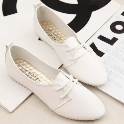 Spring and autumn new small white shoes female with pointed peas shoes comfortable massage shallow mouth nurse work shoes - Amazhona 