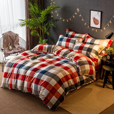 Cotton Plaid Sheet Quilt Cover - Amazhona 