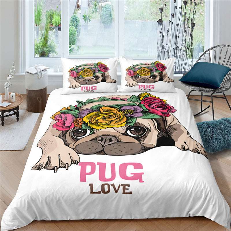 3D Pug Digital Printing Bedding Set - Amazhona 