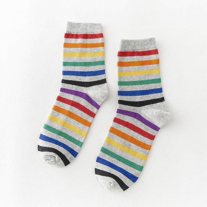 Socks Women's Tube Socks Stripes Sweet Color - Amazhona 