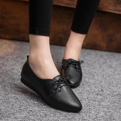 Spring and autumn new small white shoes female with pointed peas shoes comfortable massage shallow mouth nurse work shoes - Amazhona 