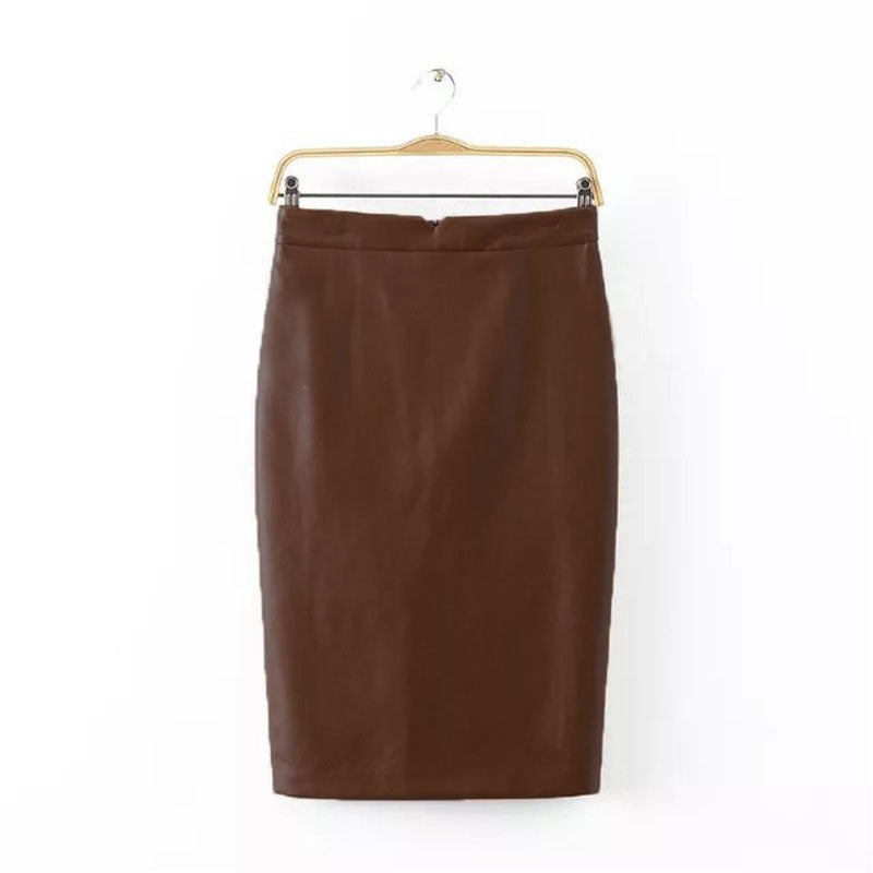 Faux leather high waist skirt - Amazhona 