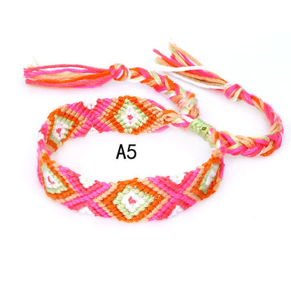 Colorful cotton hand-woven bracelet - Amazhona 