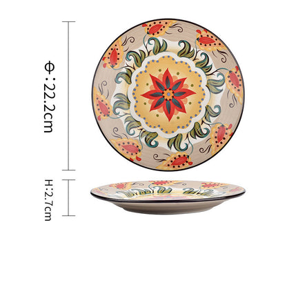 Underglaze Ceramic Tableware Bohemian Household Dishes - Amazhona 