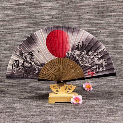 Ladies Chinese Style Matte Silk Folding Fan - Amazhona 