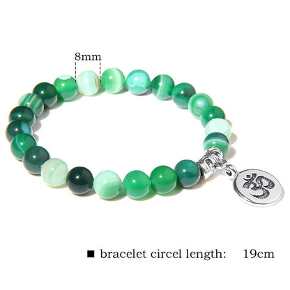 Malachite 3D Yoga Lotus OM Bracelet - Amazhona 