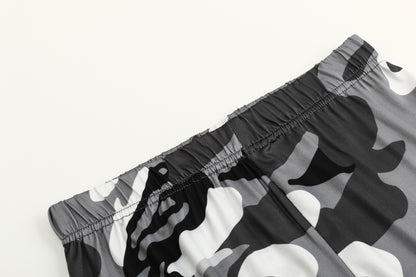 Camouflage Printed Grey Casual Legging Pants - Amazhona 