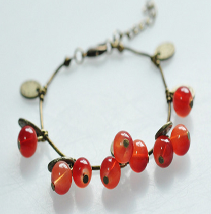 Retro sweet cherry Glass Bead Bracelet - Amazhona 