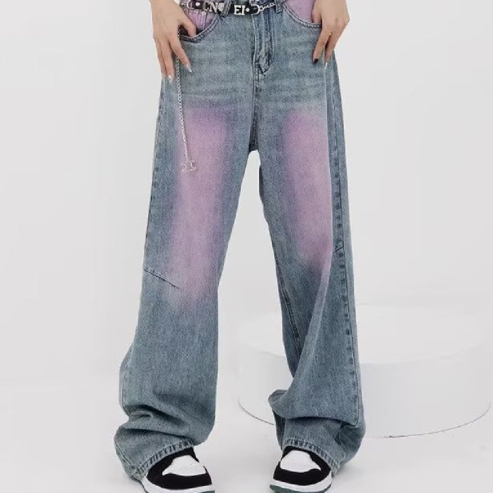 American-style Distressed Heavy Industry Straight Casual Jeans