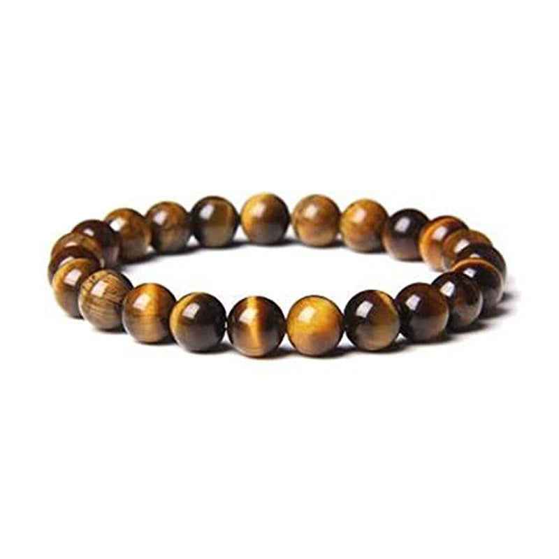 Natural Tiger Eye Volcanic Rock Agate Beads Bracelet - Amazhona 