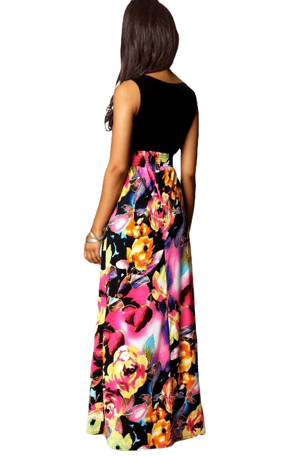 Sleeveless Printed Slim Fitting Dress - Amazhona 