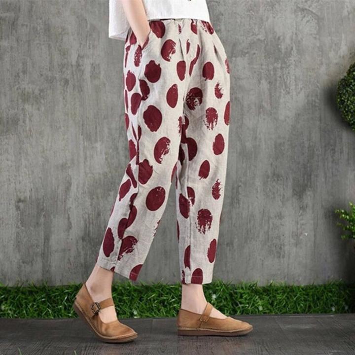 Thin Section Breathable Retro Fashion Nine Point Summer Loose Printed Women's Trousers - Amazhona 