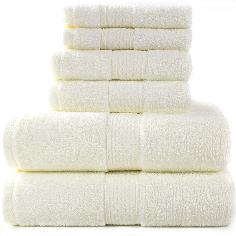 Home Simple Cotton Absorbent Towel Bath Towel 6-Piece Set - Amazhona 