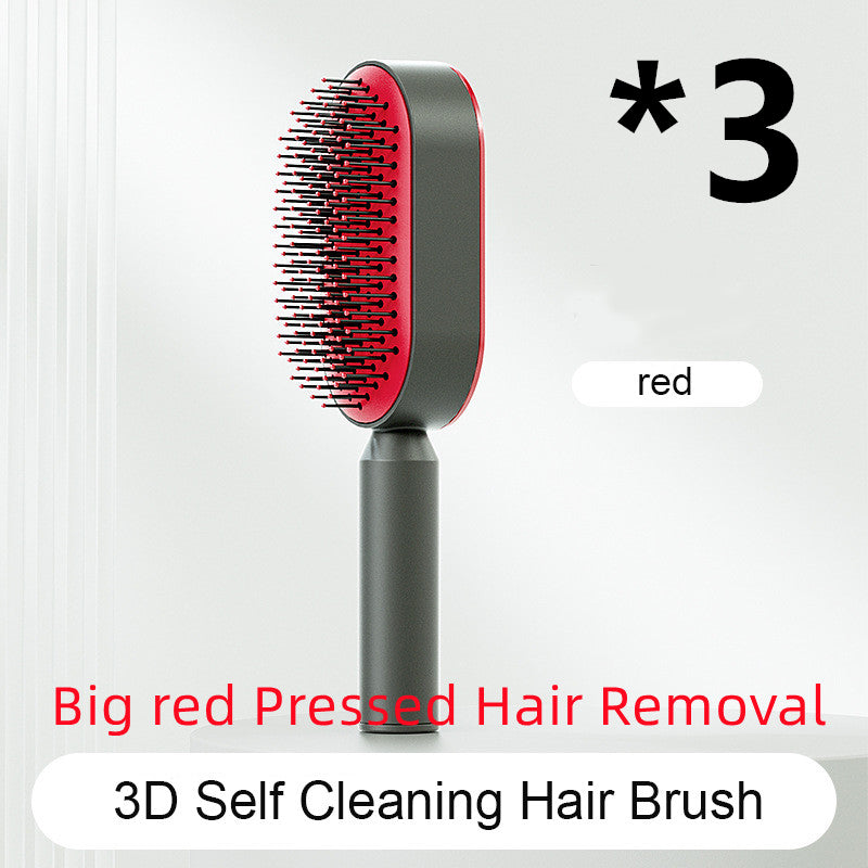 Self Cleaning Hair Brush For Women One-key Cleaning Hair Loss Airbag Massage Scalp Comb Anti-Static Hairbrush - Amazhona 