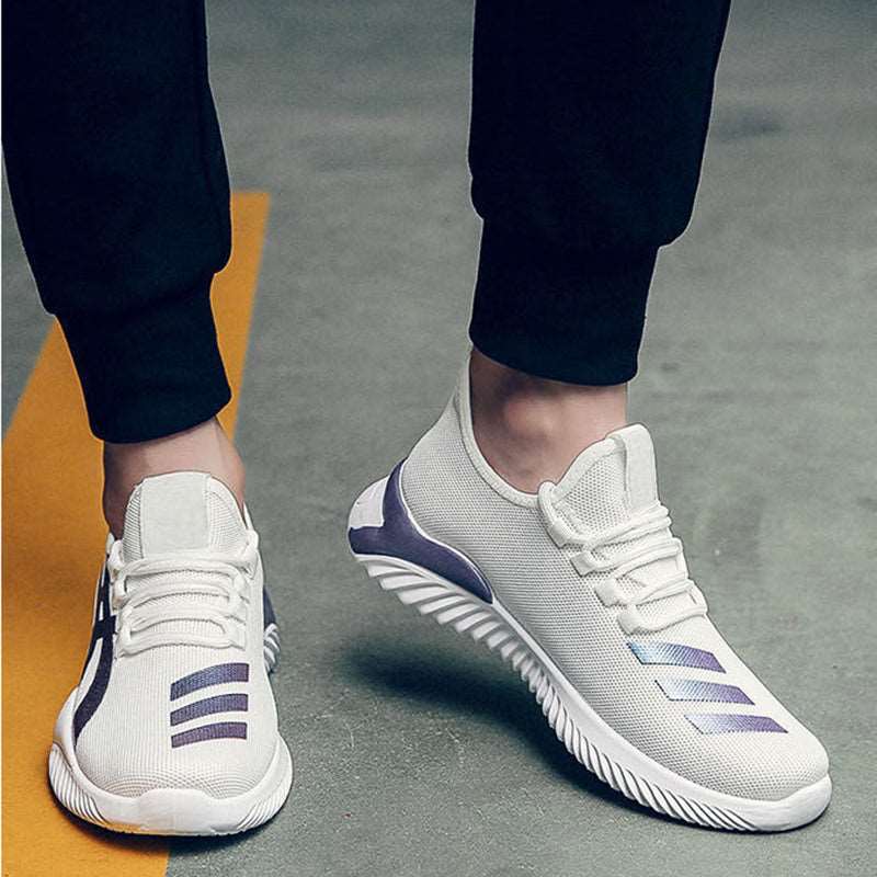 Men Sneakers Stripe Print Lightweight Shoes Running Walking - Amazhona 