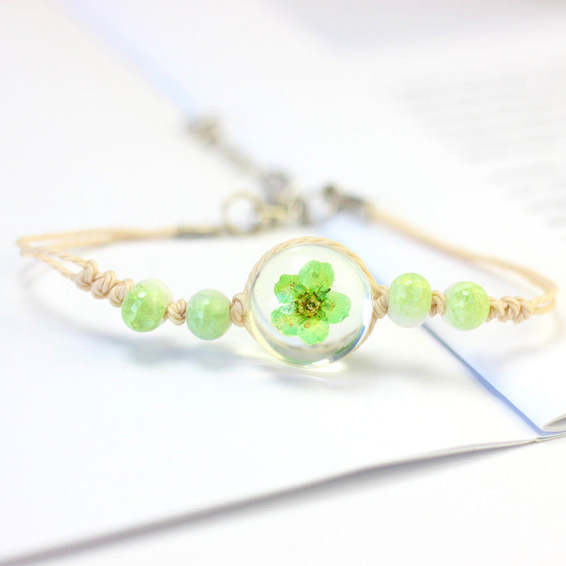 Glass ball immortal real flower bracelet - Amazhona 