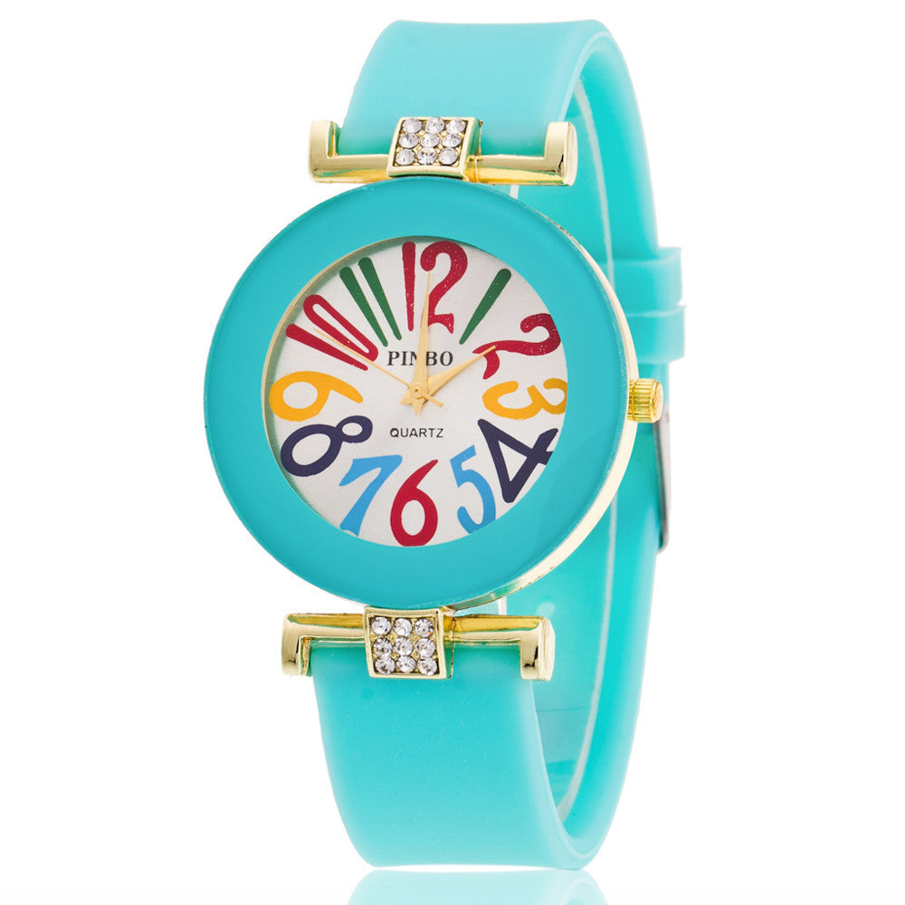 Jelly color digital watch with diamond - Amazhona 