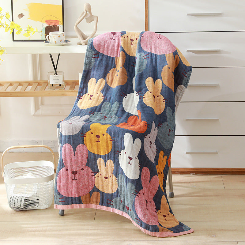 Multicolored Cotton Five-layer Gauze Bath Towel Absorbent Couple