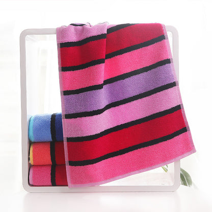 Thickened Color Striped Face Towel Absorbent Soft Cotton Couple Models