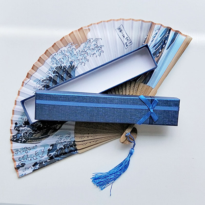 Sea Wave Small Folding Fan Series Silk - Amazhona 