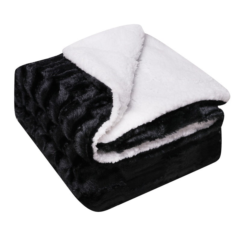 Thickened Flannel Lamb Wool Composite Double Blanket Leisure Blanket Gift Blanket - Amazhona 