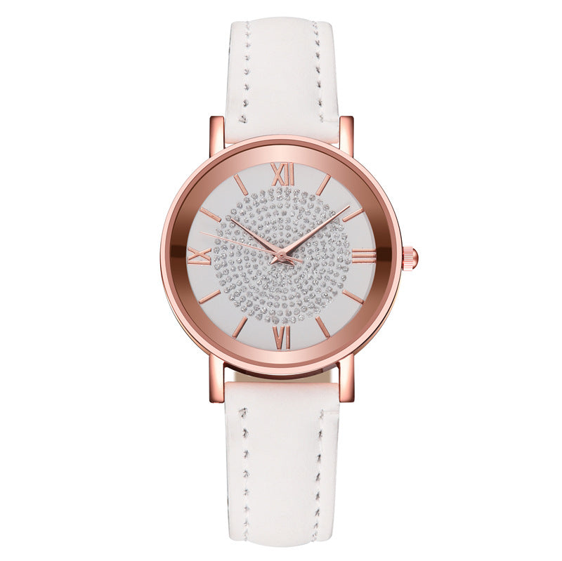 Ladies Fashion Sun Pattern Roman Scale Quartz Watch Watch - Amazhona 