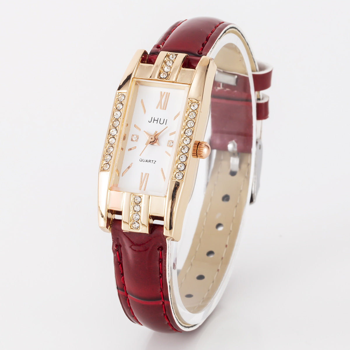 Women's Leisure Slub Pattern Thin Belt Comfortable Luxury Small Diamond Watch - Amazhona 