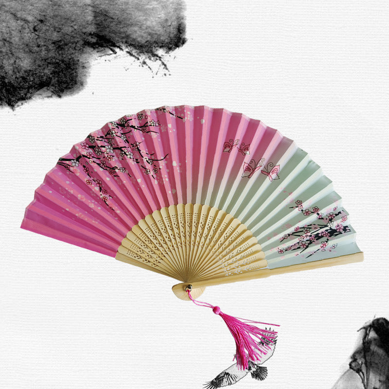 Folding Fan Bamboo Ancient Style Han Chinese Clothing Chinese Style Small Fan - Amazhona 