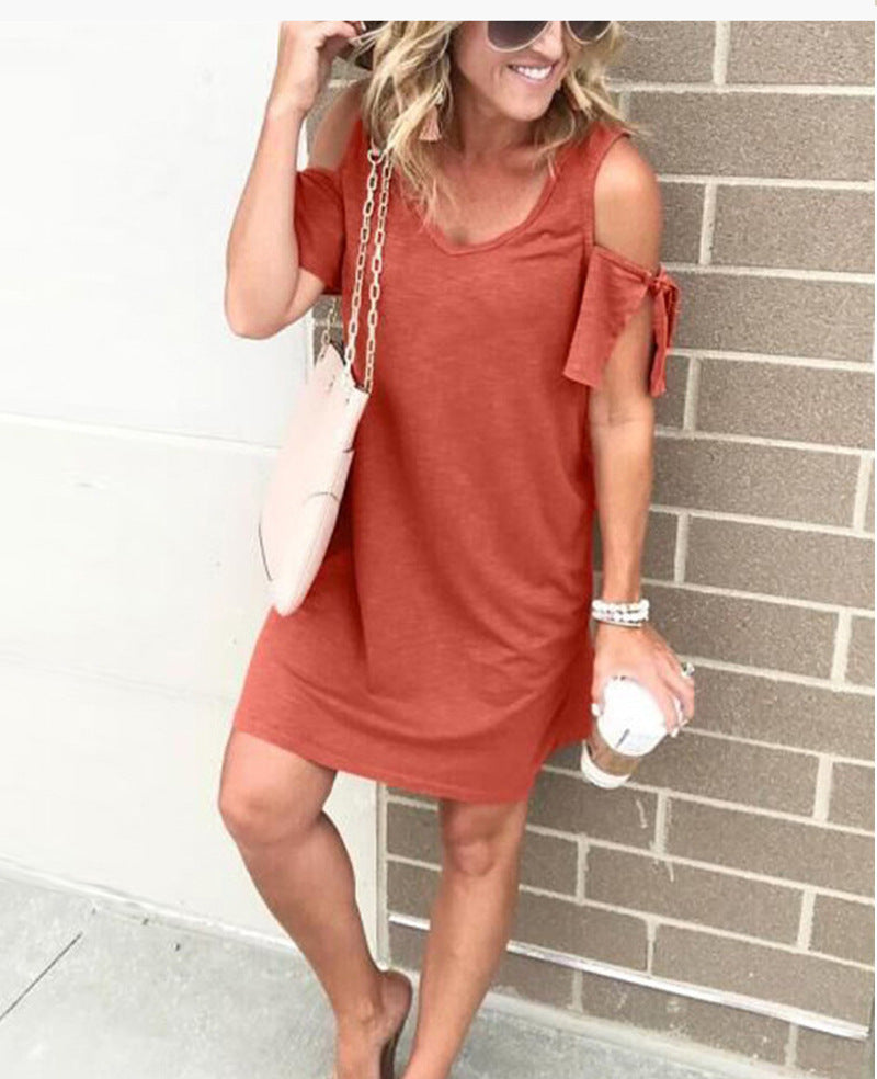 Women's Strapping New Fashion Slim Solid Loose Dress - Amazhona 