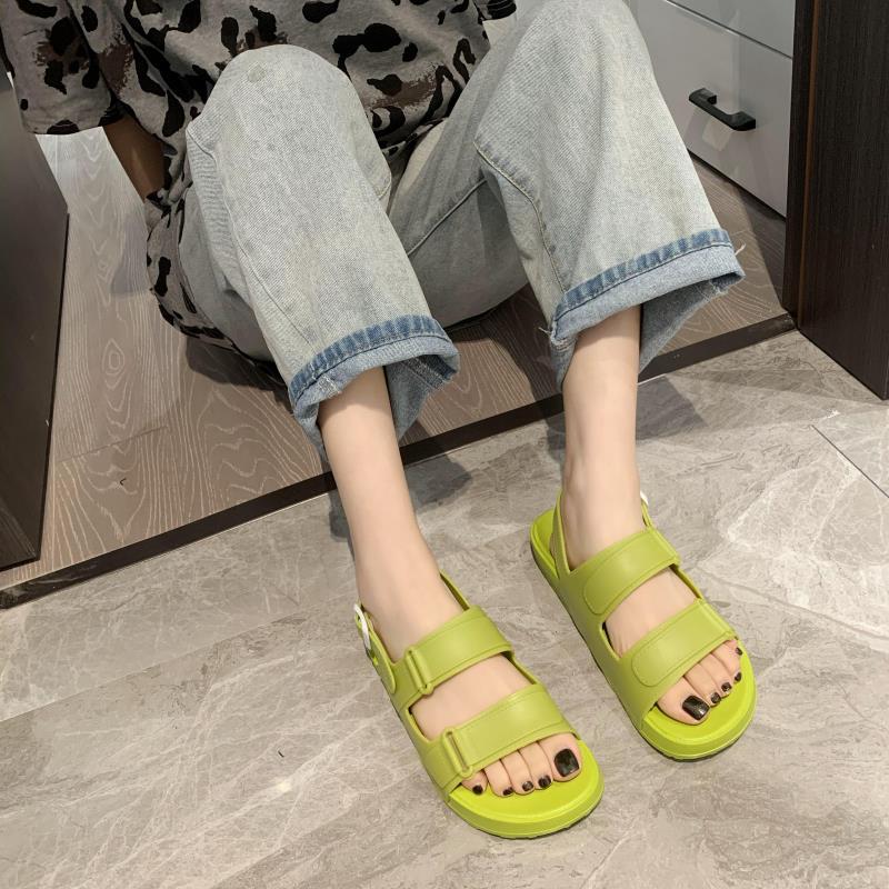 Korean Style Solid Color Casual PVC Outer Wear Sandals - Amazhona 